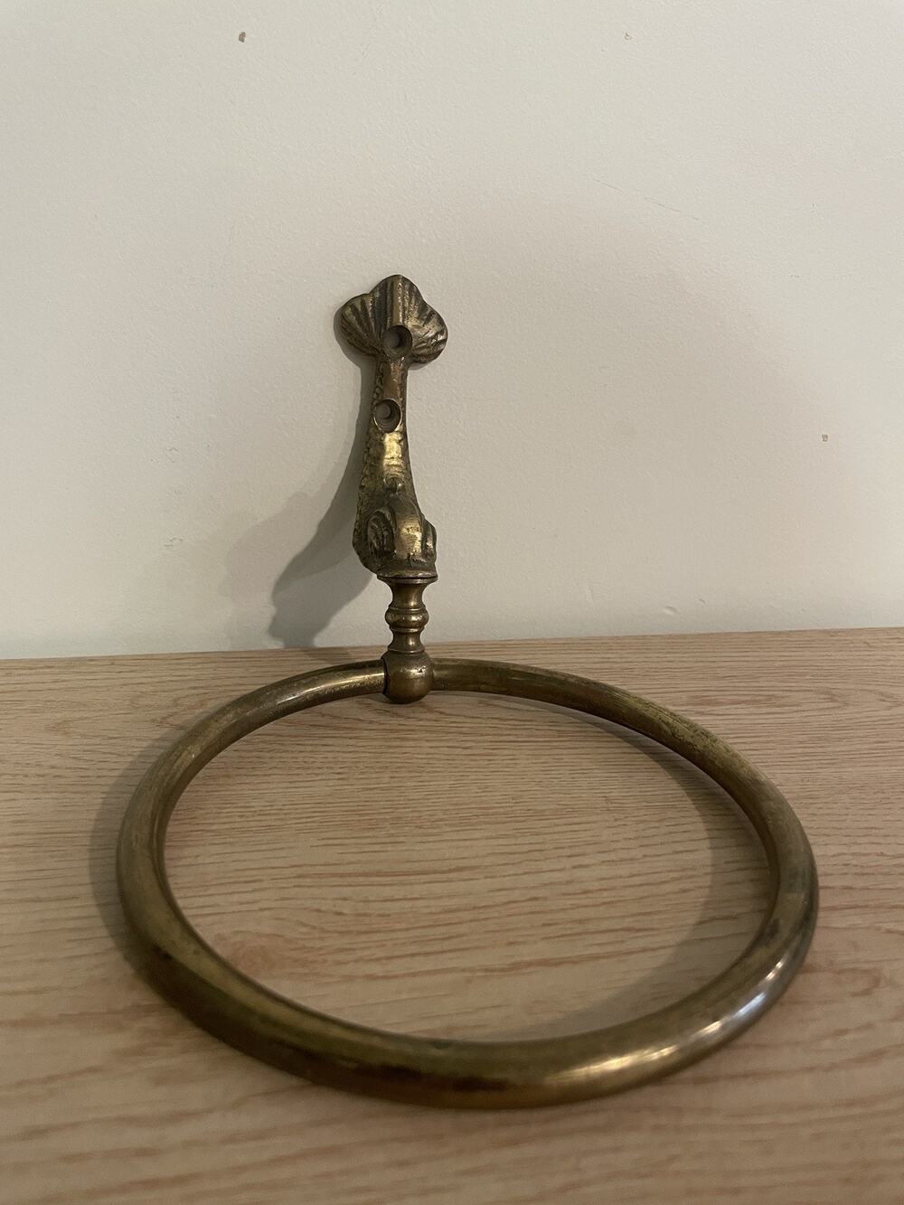 VTG Victorian MCM Brass Koi Fish Dolphin Sea Serpent 10” Towel Ring Holder